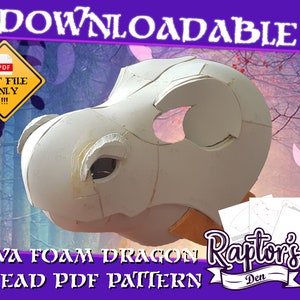 Drache - Dino Kopf/Maske Basis EVA Schaum Muster für Fursuits - Nur herunterladbare Datei! Bilder sind Stellvertretend für den fertigen Artikel