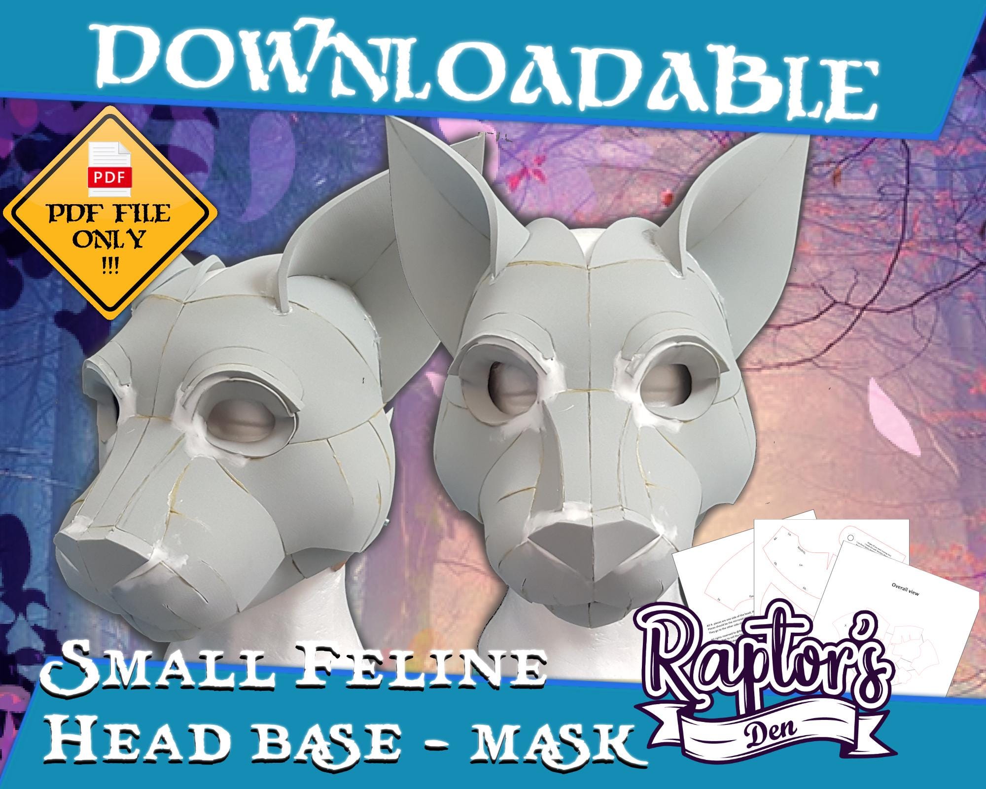 Small Feline - Household Cat/mask Base EVA Foam Pattern for Fursuits or ...