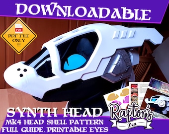 Synth head shell pattern and build guide with printable eyes - Downloadable file only! Pictures are representative of the finished item