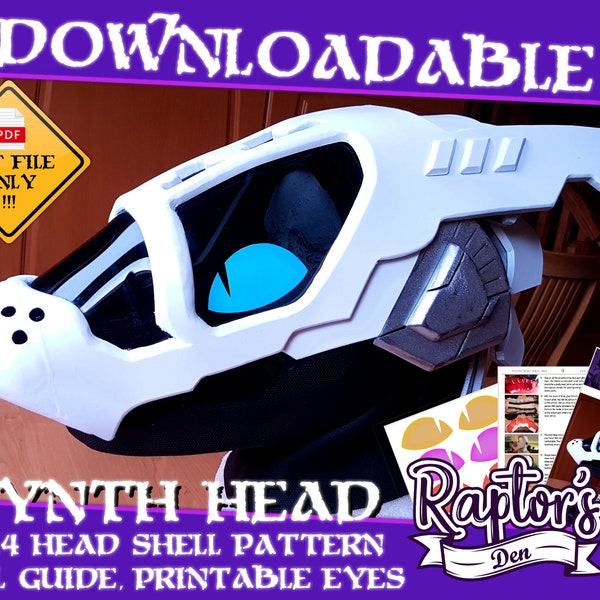 Synth head shell pattern and build guide with printable eyes - Downloadable file only! Pictures are representative of the finished item