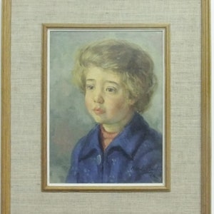 Oil painting Max Ernest CLART 1916-1995 Portrait d'un garçon Tableau Peinture image 1