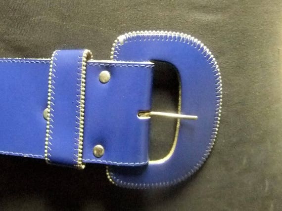 Ceinture femme vintage bleu nuit ou porsche vers … - image 7