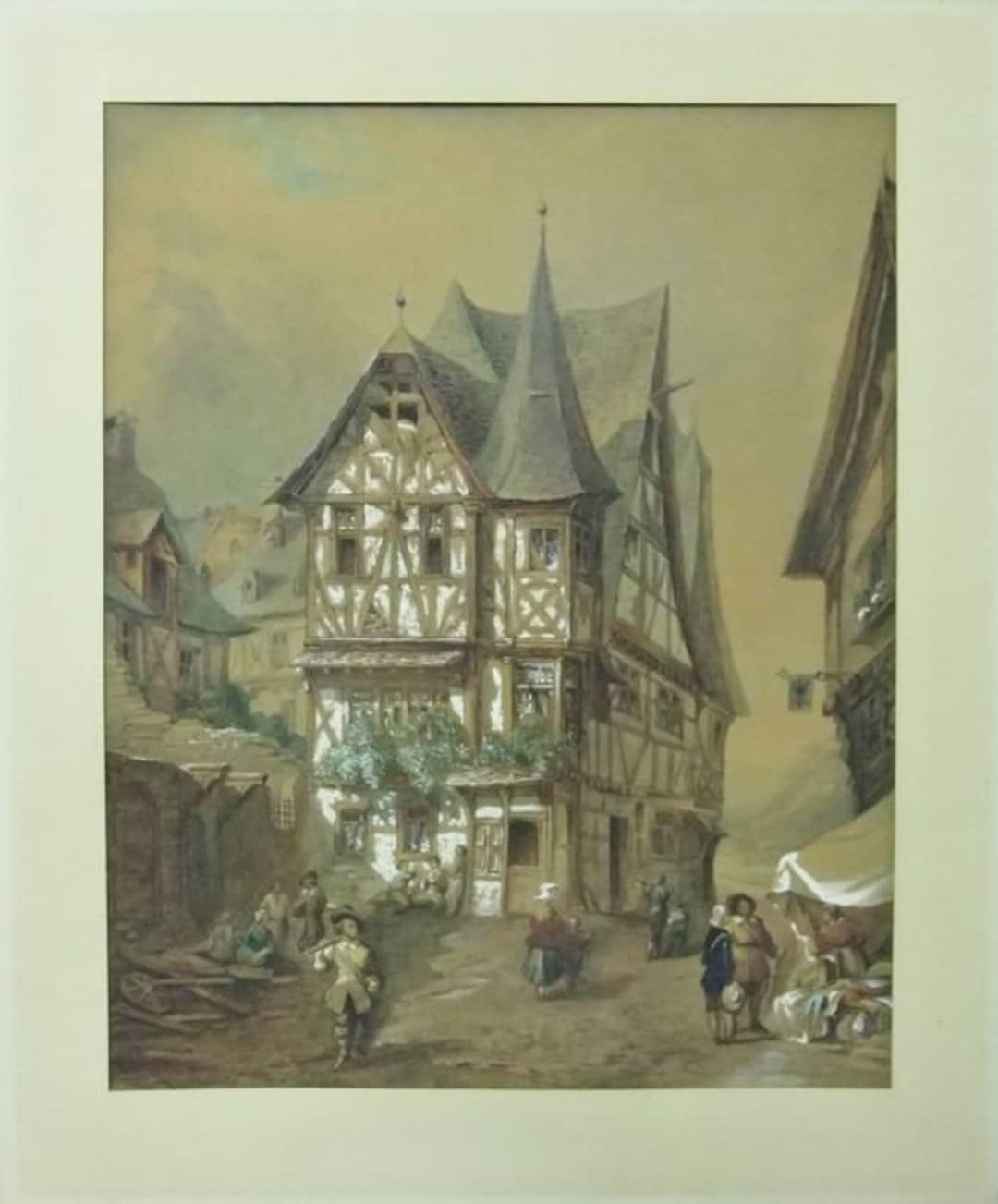 Dessin Aquarelle Caricature Bourgeoisie Marseille Époque 1900 - Original École Française