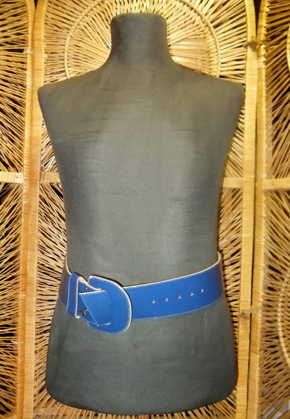 Ceinture femme vintage bleu nuit ou porsche vers … - image 2