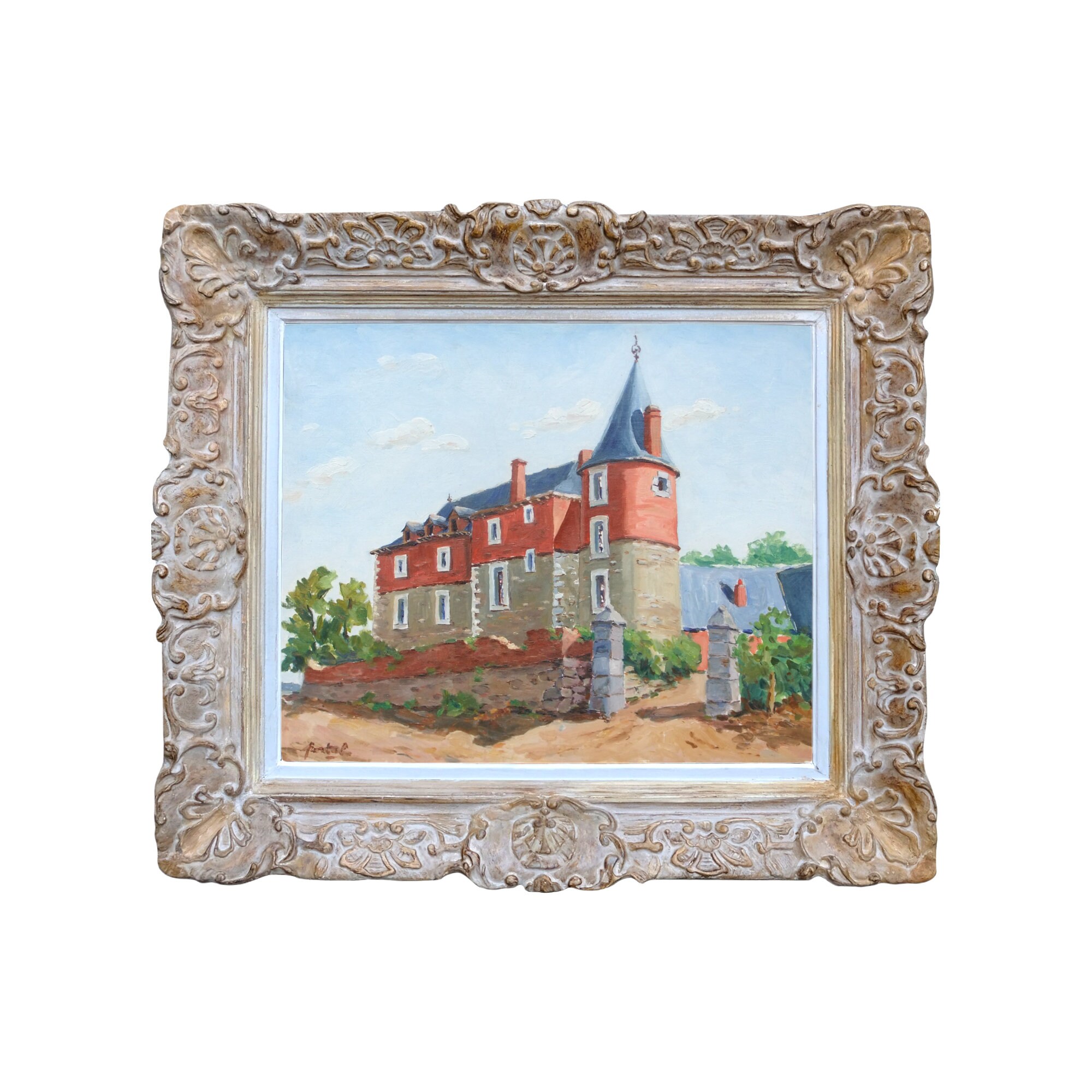 Alfred PORTAL (XX) - Pintura impresionista al óleo - Escuela Liégeoise - Château en Ardennes Française - seguidor Richard Heintz & Ludovic Janssen