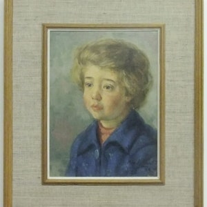 Oil painting Max Ernest CLART 1916-1995 Portrait d'un garçon Tableau Peinture image 3