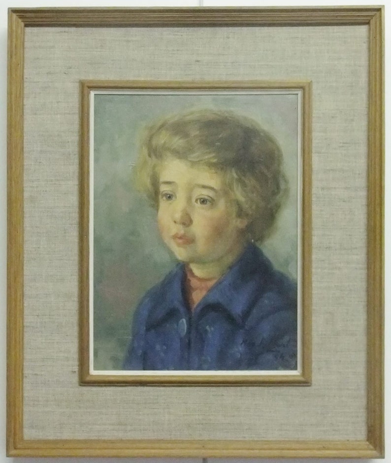 Oil painting Max Ernest CLART 1916-1995 Portrait d'un garçon Tableau Peinture image 3