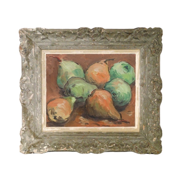 Alfred PORTAL (XX) - Oil impressionist painting - Ecole Liégeoise - Poires et pommes de Hesbaye - suiveur Richard Heintz & Ludovic Janssen