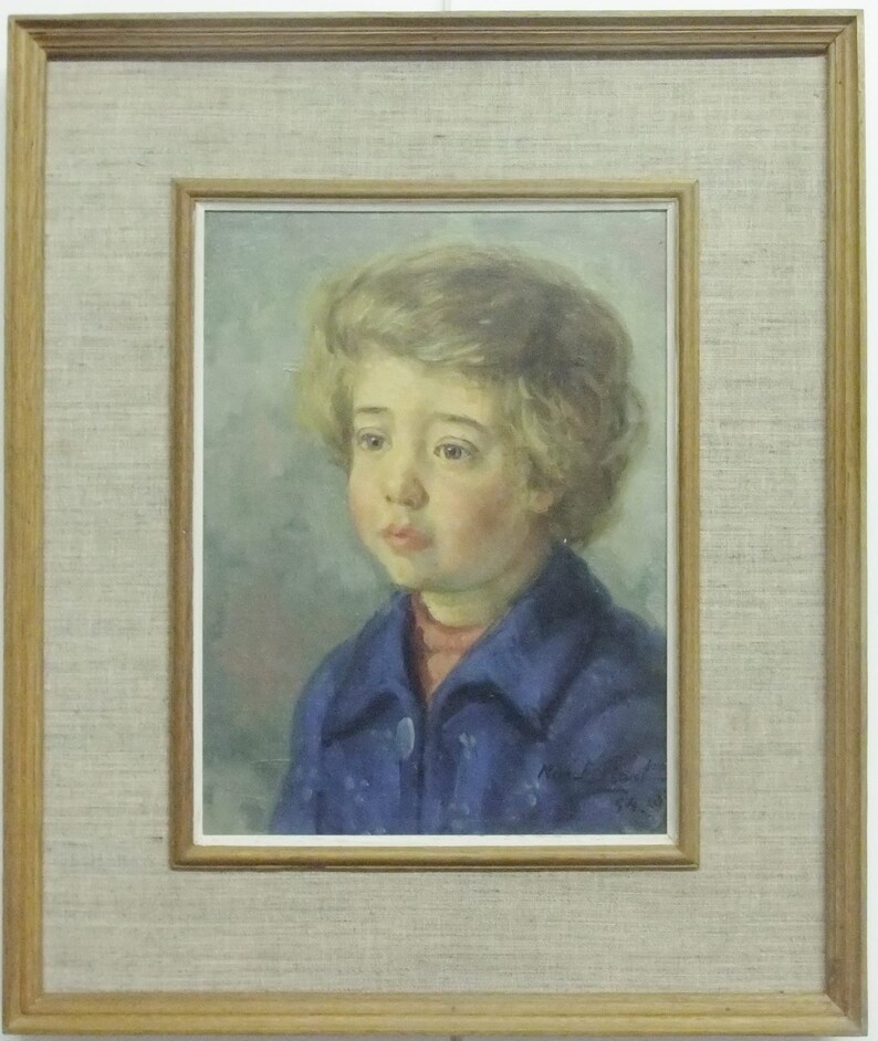 Oil painting Max Ernest CLART 1916-1995 Portrait d'un garçon Tableau Peinture image 1