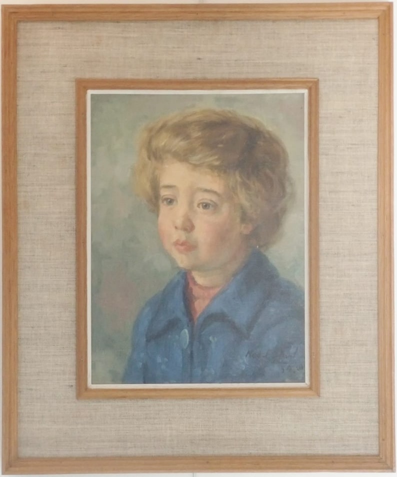 Oil painting Max Ernest CLART 1916-1995 Portrait d'un garçon Tableau Peinture image 2