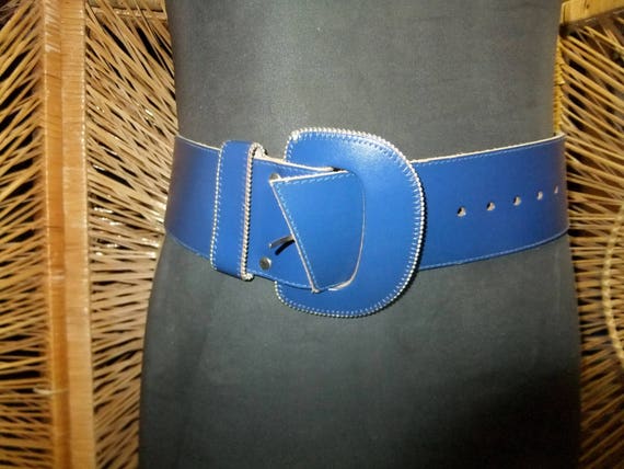 Ceinture femme vintage bleu nuit ou porsche vers … - image 3