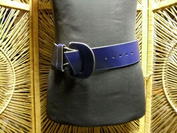 Ceinture femme vintage bleu nuit ou porsche vers … - image 5