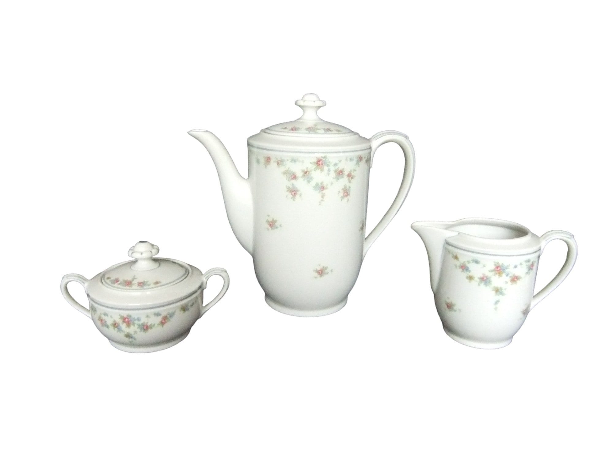 Germany - Vohenstrauss Johann Seltmann Bavaria / porcelain tea or coffee service / decorated with roses and garlands of flowers / 50's