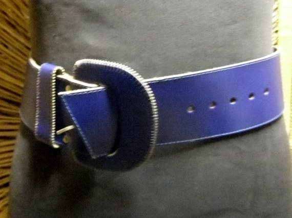 Ceinture femme vintage bleu nuit ou porsche vers … - image 4