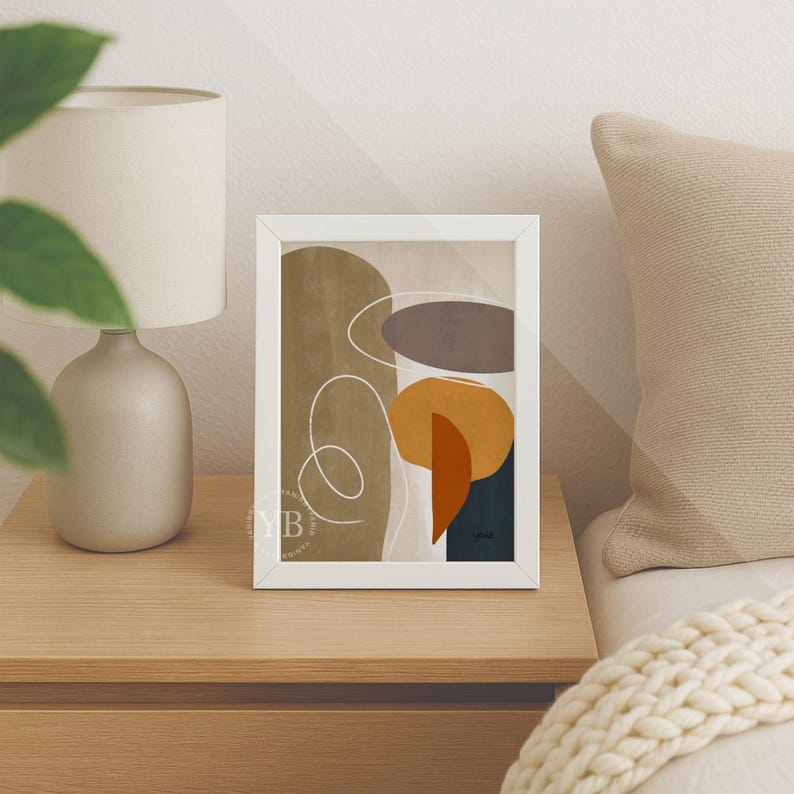 Abstract Wall Art Print, Mid Century Modern Painting, Earth Tone ...