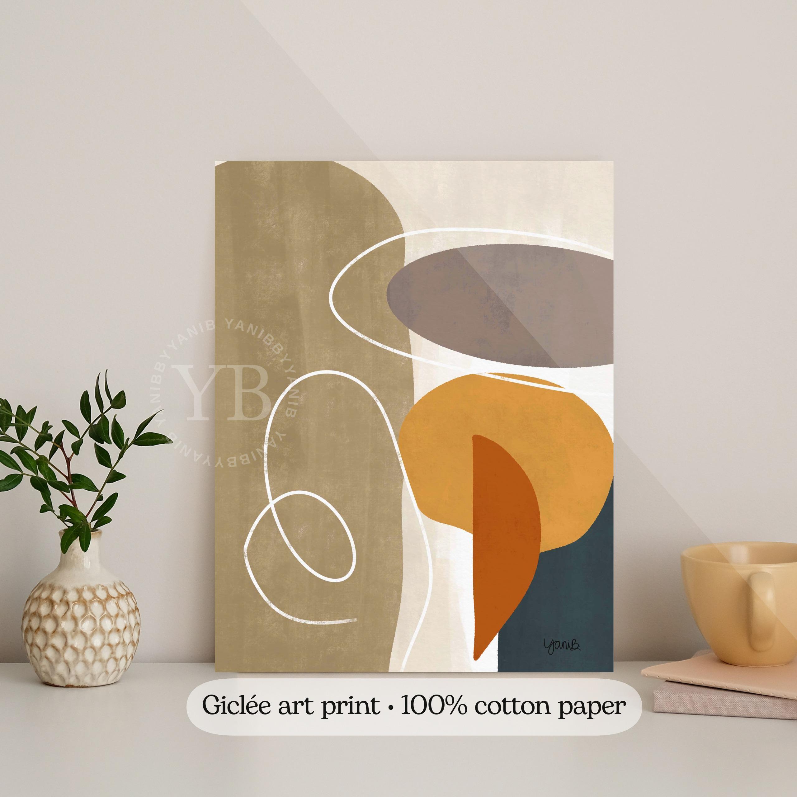 Abstract Wall Art Print, Mid Century Modern Painting, Earth Tone ...