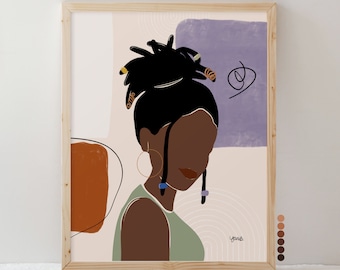 Colorful Afrocentric Woman Print, African Wall Art, Personalized Unique Gift for Her