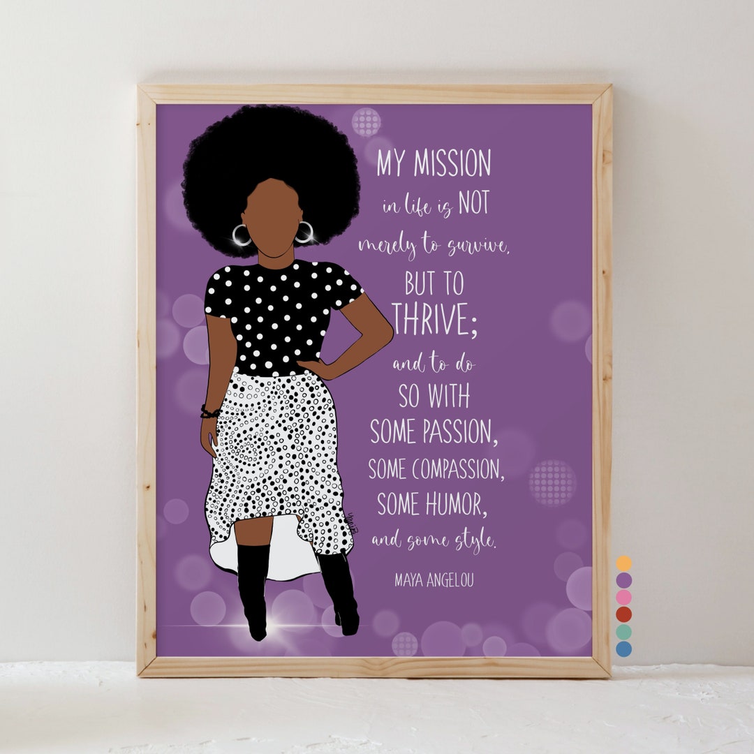 My Mission in Life, Motivational Black Woman Art Print, Inspirational  Saying, African American Fashion Illustration, Home Wall Decor 