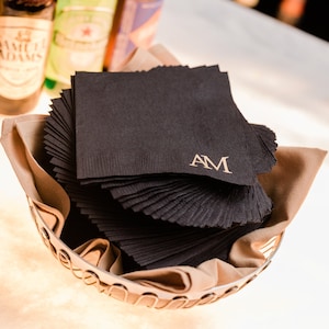 Black paper napkin with custom or initials for a wedding or any special event!