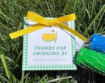 Printed Golf Birthday Party Favor Tags, Masters Birthday Party Favor Tags, Thanks for Swinging By, Custom, Personalized Gift Bag Favor Tags