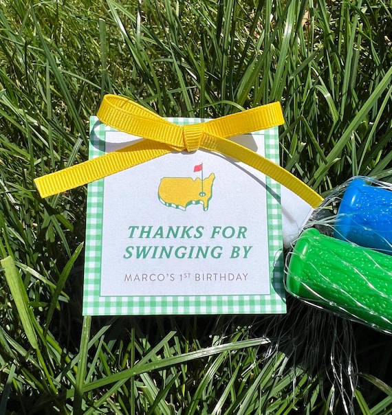 Printed Golf Birthday Party Favor Tags, Masters Birthday Party Favor Tags, Thanks for Swinging By, Custom, Personalized Gift Bag Favor Tags