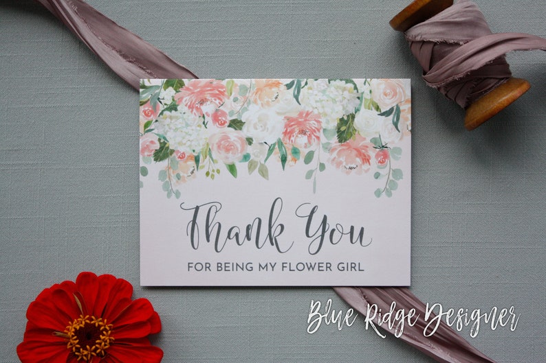 Thank You Flower Girl Cards Wedding Thank Youflower Girl - Etsy