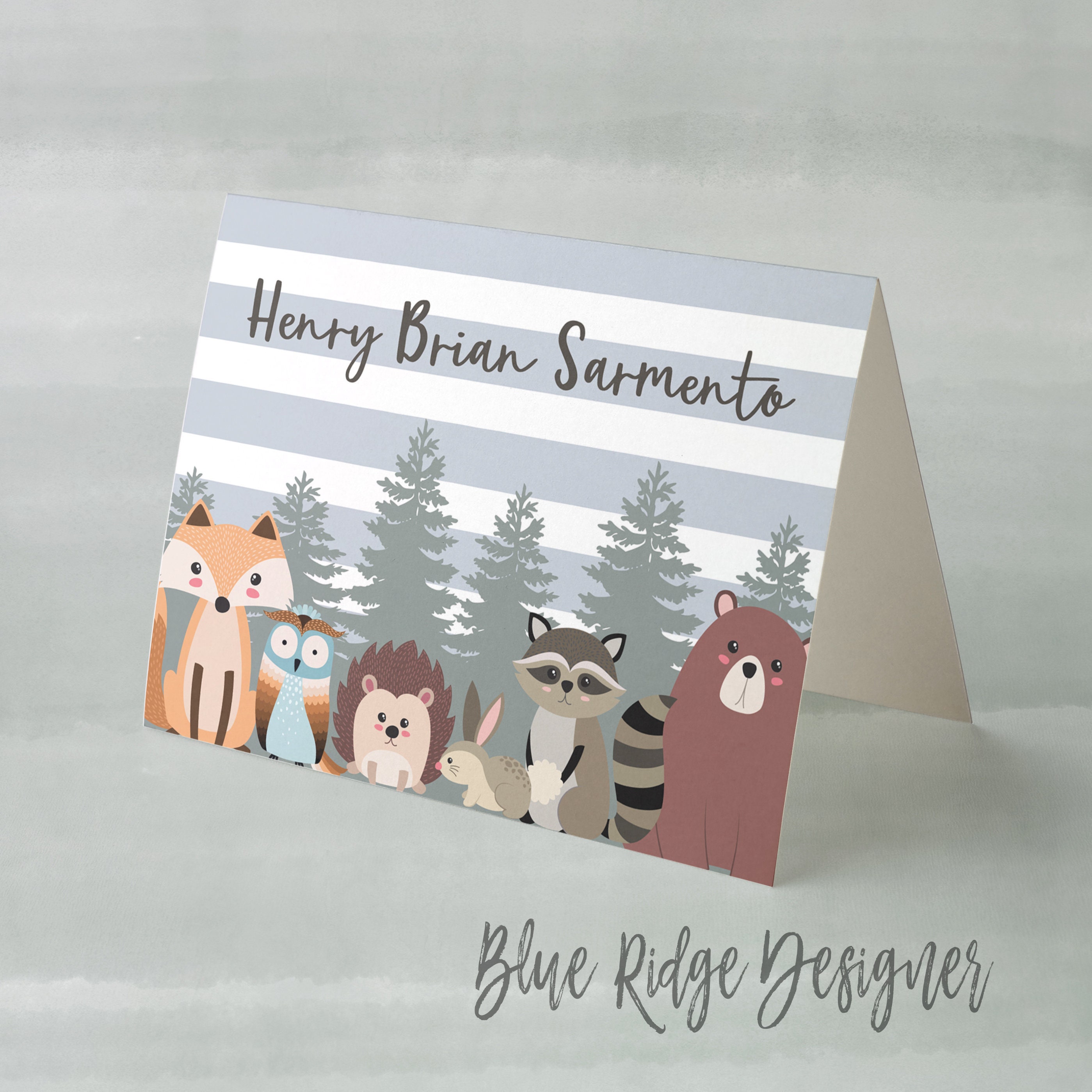 Woodlands Animal Baby Stationery Folded Notecards Baby Etsy