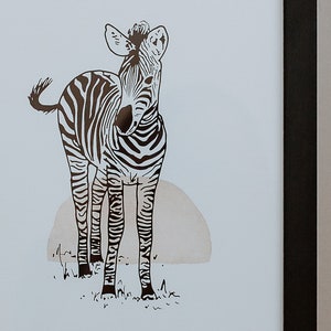 Zebra 'Be Bold' Hand Drawn Baby Animal Safari Illustration with Watercolour Wash, Wall Art Print A4 / A5 image 2