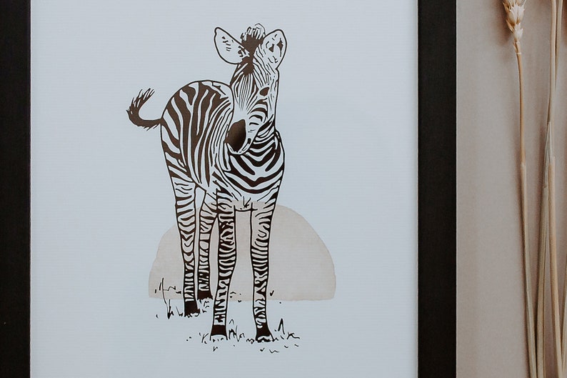 Zebra 'Be Bold' Hand Drawn Baby Animal Safari Illustration with Watercolour Wash, Wall Art Print A4 / A5 image 2