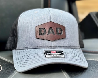 Custom Leather Patch Trucker Hat: Richardson Camo Dad Gift