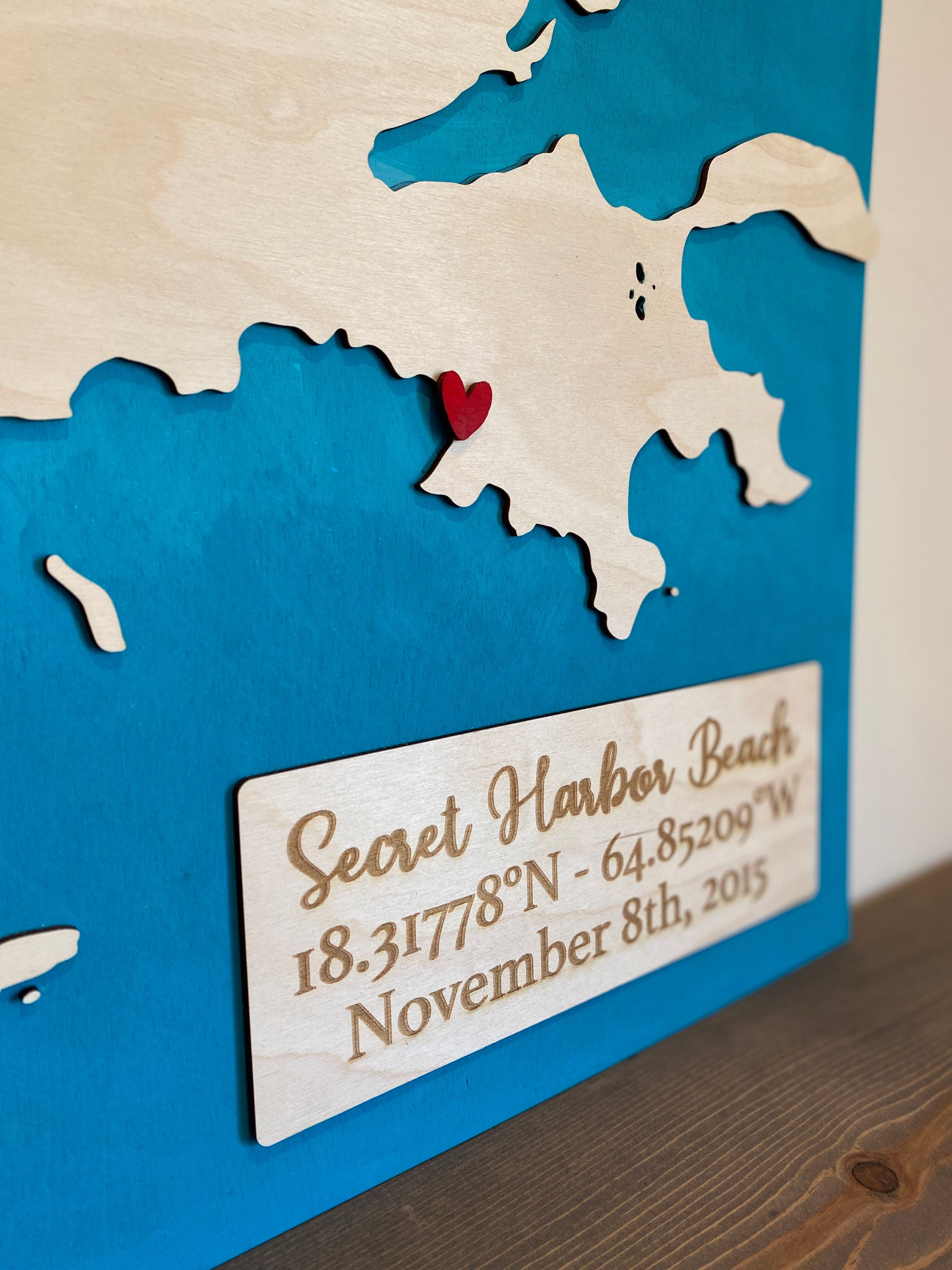 View of Custom Wedding Map Laser engraved | Etsy