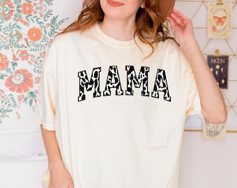 MAMA Cow Print Comfort Colors Ladies Shirt Mother's Day