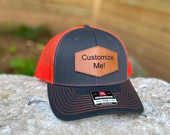 Custom Richardson 112 Patch Hat • Personalized Trucker Hat • Real Leather or Leatherette • No Minimum • Multiple Colors
