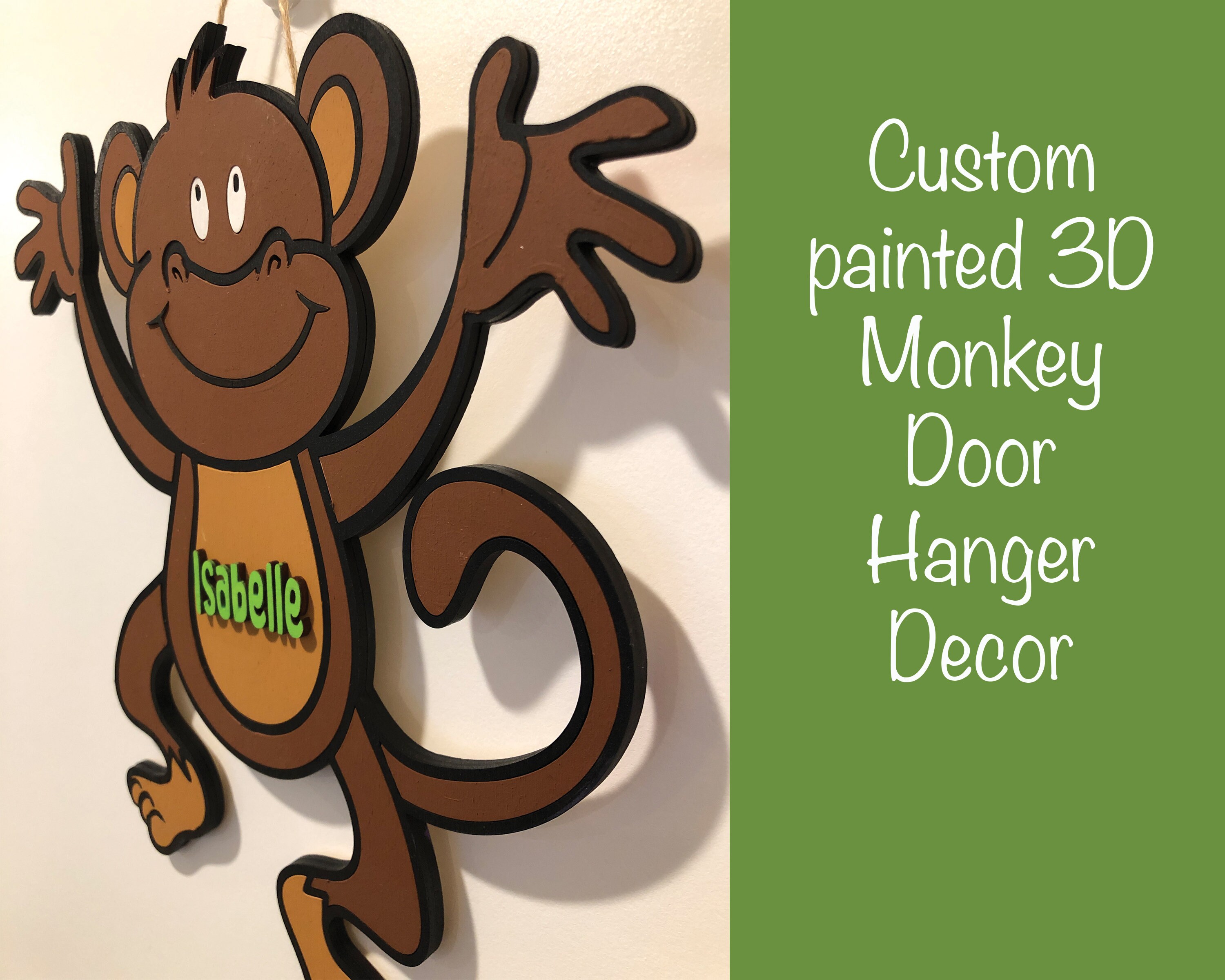 Personalized Monkey Door Hanger Etsy