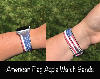 Distressed American Flag Apple Watch Band USA Patriotic