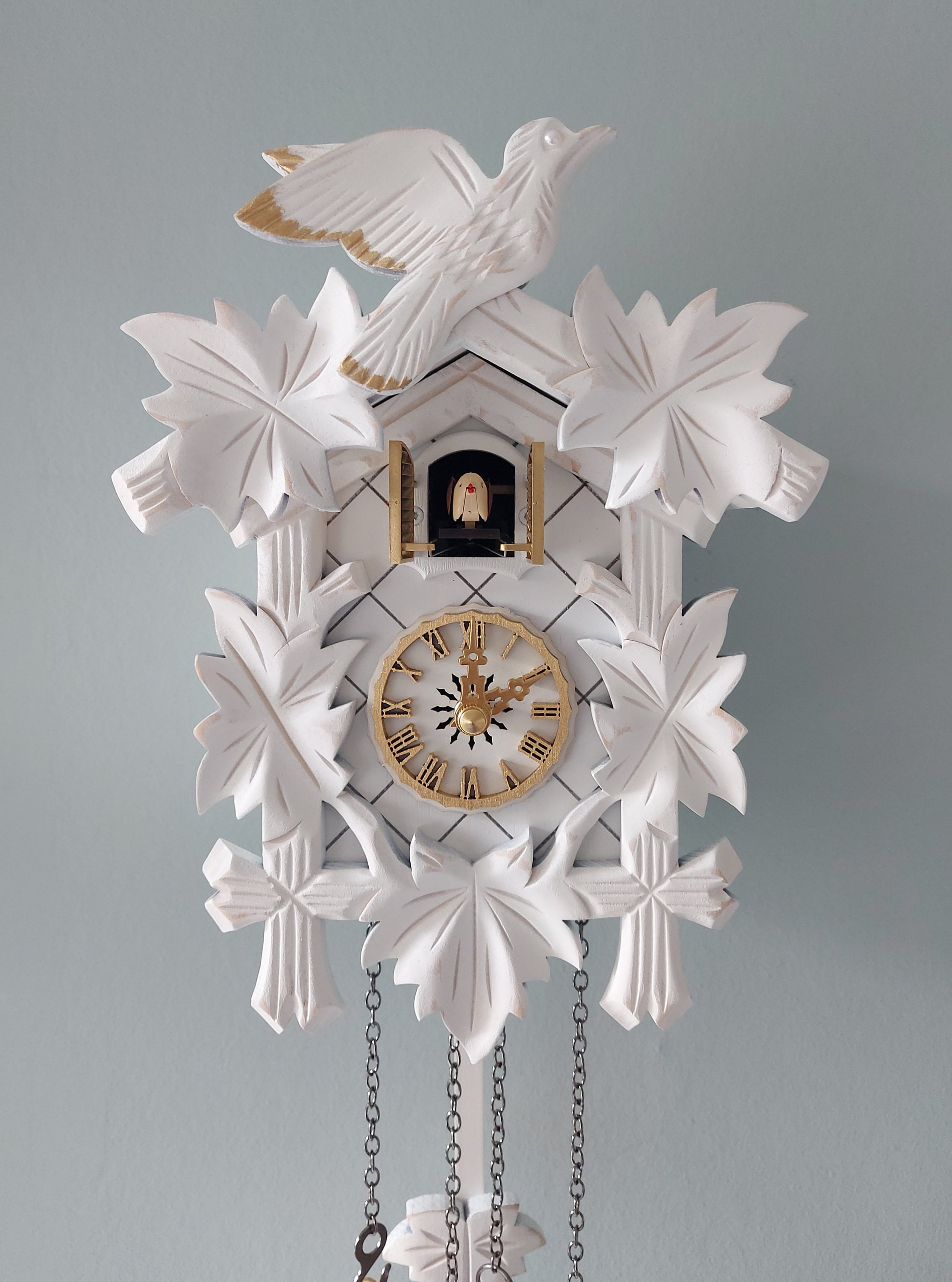 Reloj de cucu, espectacular, cuarzo MUSICAL, BLANCO, ALSACE