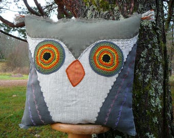 Handmade owl pillow cover, cusion cover