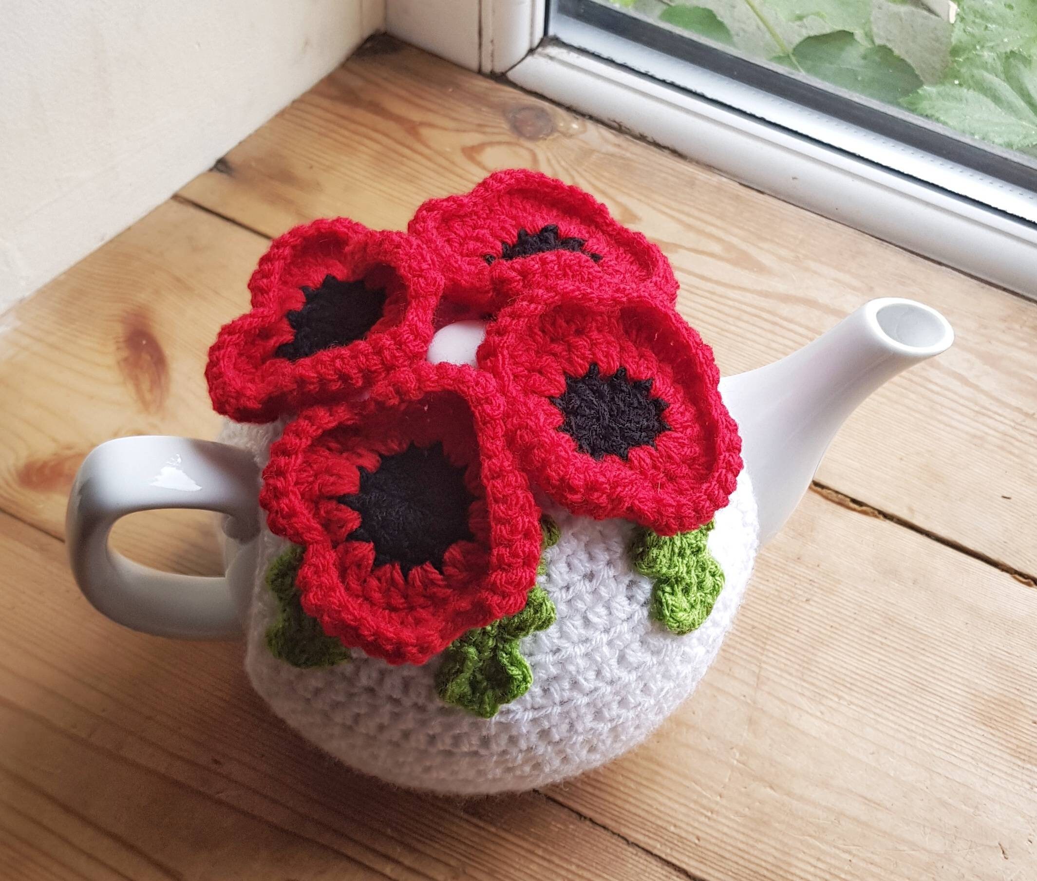 Crochet Tea Cosy Poppies Tea Cosy Flower Tea Cosy Pretty Etsy