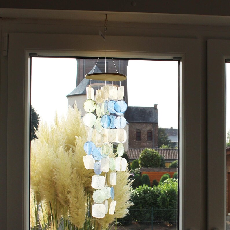 Window decoration for hanging Window decoration shell mobile blue-turquoise-creme Window decoration Gift idea