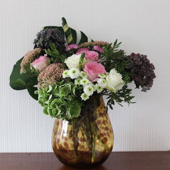 Decoration vase brown flower vase glass vase handmade glass Etsy