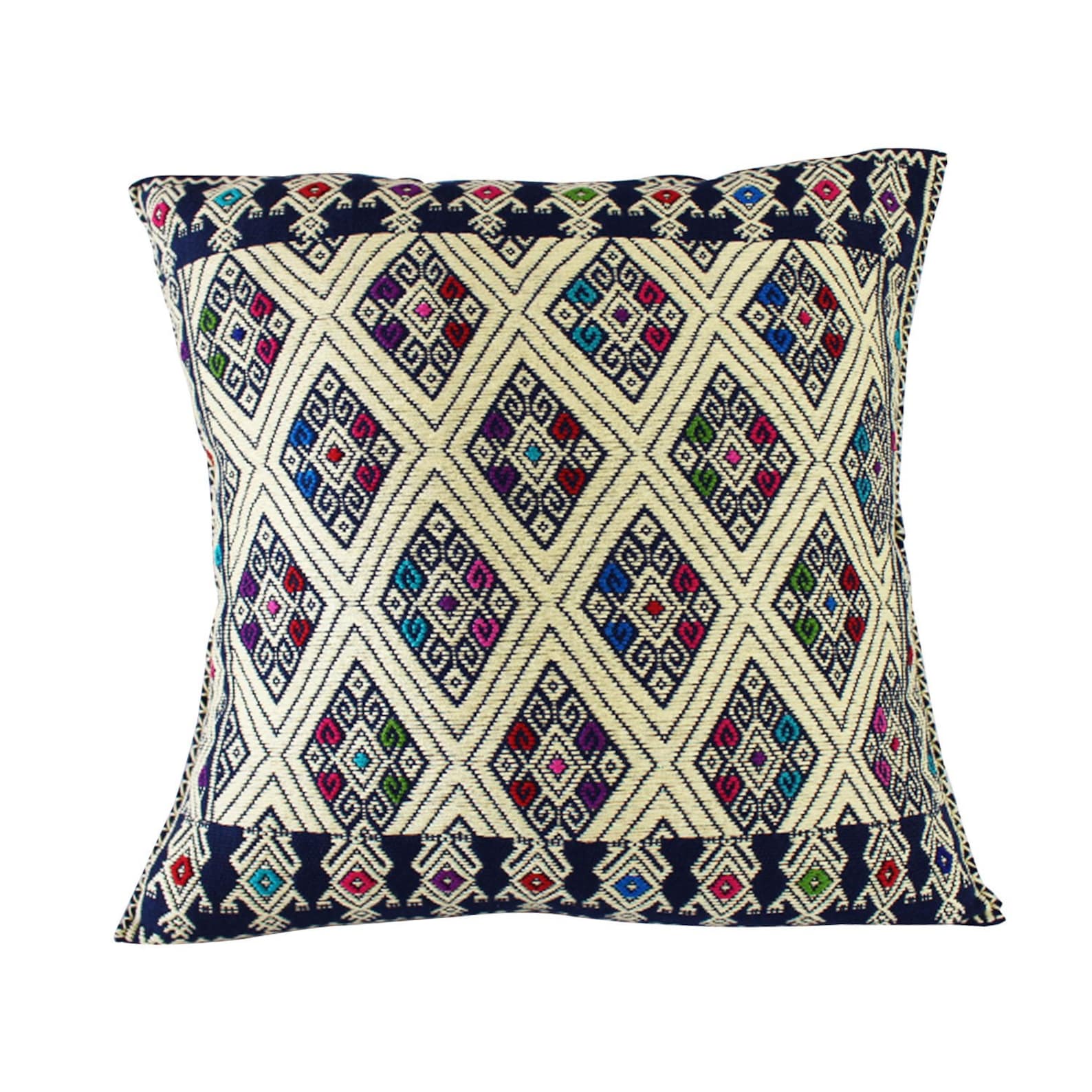 Throw pillow handmade darkblue beige Etsy