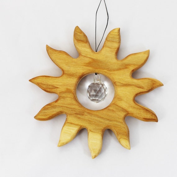Fenster Deko Zum Aufhangen Sonne Aus Holz Etsy