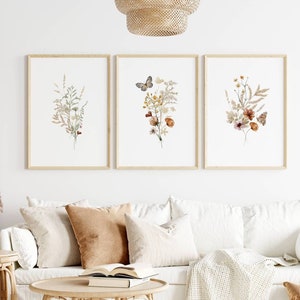 Printable Wall art, Wildflower Prints, Wildflower Wall Art Gallery Wall Set, Bohemian Decor Wall Art Prints, Boho Home Decor Neutral