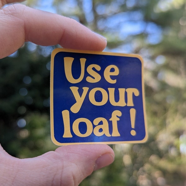 Use Your Loaf Vinyl Laptop Sticker | British Slang, Funny UK Words and Phrases, Sayings of England | Navy Blue & Mustard Yellow