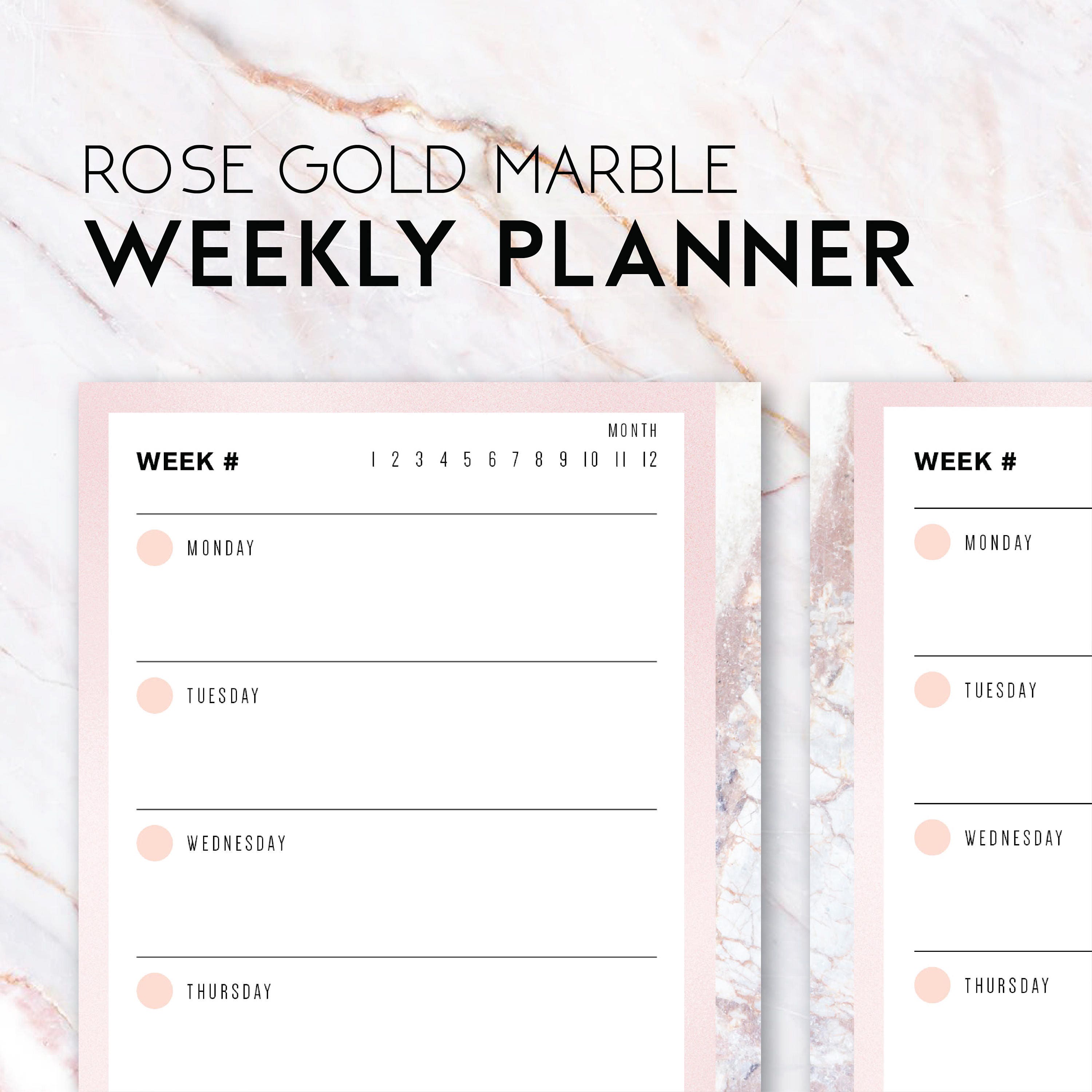 pink rose gold planner weekly schedule planner instant etsy