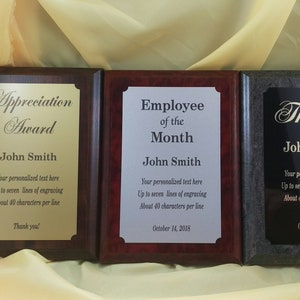 Custom Engraved Plaque. Graduation, Retirement, Employee of the Month, Teacher.