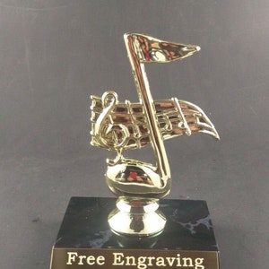 Music Note Trophy. Karaoke Award. Free Custom Engraving.