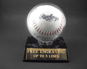 Custom Engraved Baseball Holder, Display Case With Free Custom Engraving