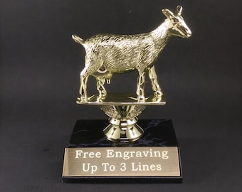 Goat Award Trophy. Greatest Of All Time, G.O.A.T. Free Custom Engraving.