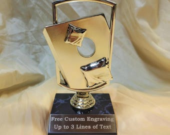 Cornhole Trophy. Bean Bag Toss Award. Free Custom Engraving.